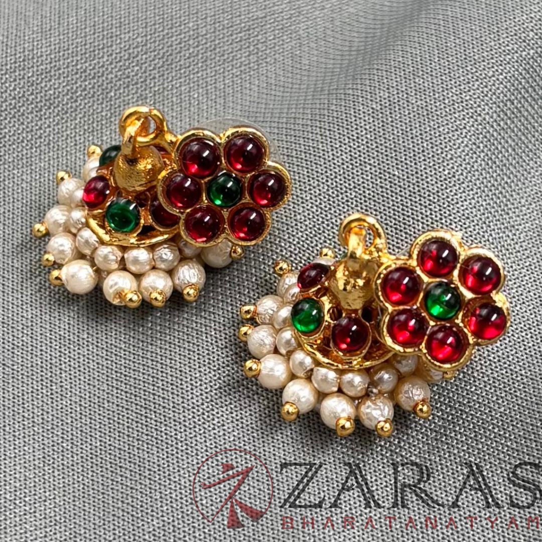 Bharatanatyam Dance Jewellery - 1L RG Kemp Jimiki with Kammal (EX Small) Kids image 0