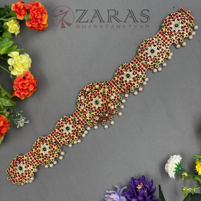 Bharatanatyam Dance Jewellery - Flower RG Kemp CS Hip Belt (Ottiyanam) image 0