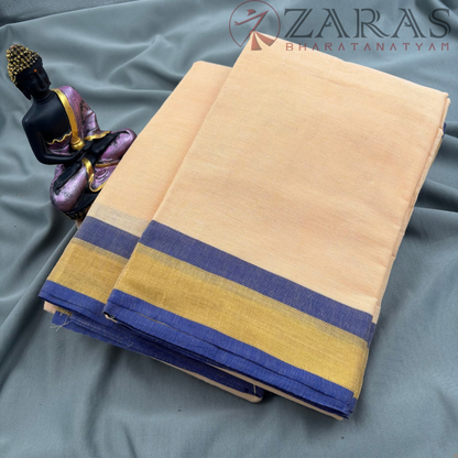 Bharatanatyam Dance Practice Saree - Sandal with Blue Plain Border image 1