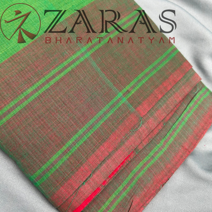 Bharatanatyam Dance Practice Saree - Green Red Plain Border image 1