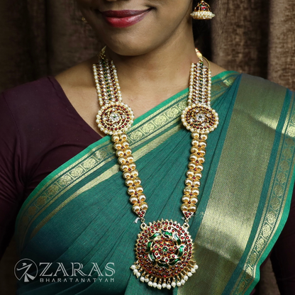 Bharatanatyam Dance Jewellery - Sun with Flower RG Kemp Haaram / Long Chain image 0