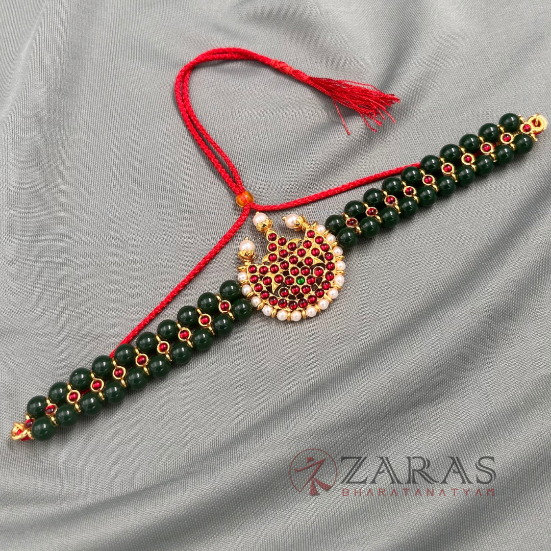 Bharatanatyam Dance Jewellery - 2L Green Beads Choker 1M Kemp CS image 1