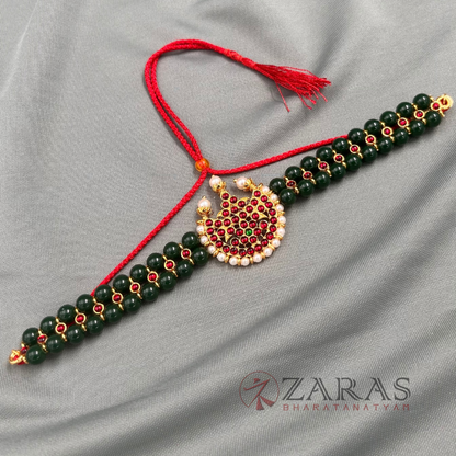 Bharatanatyam Dance Jewellery - 2L Green Beads Choker 1M Kemp CS image 1