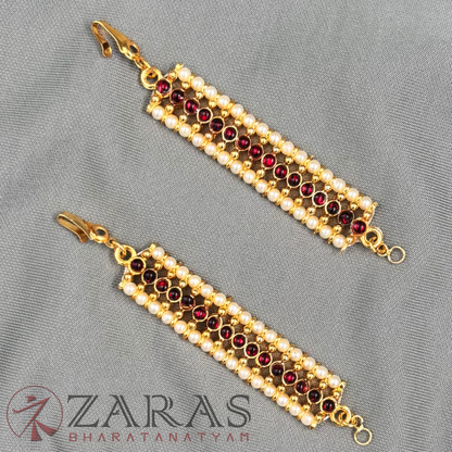 Bharatanatyam Dance Jewellery - Center Red Ball Kemp with Beads Maatal image 2