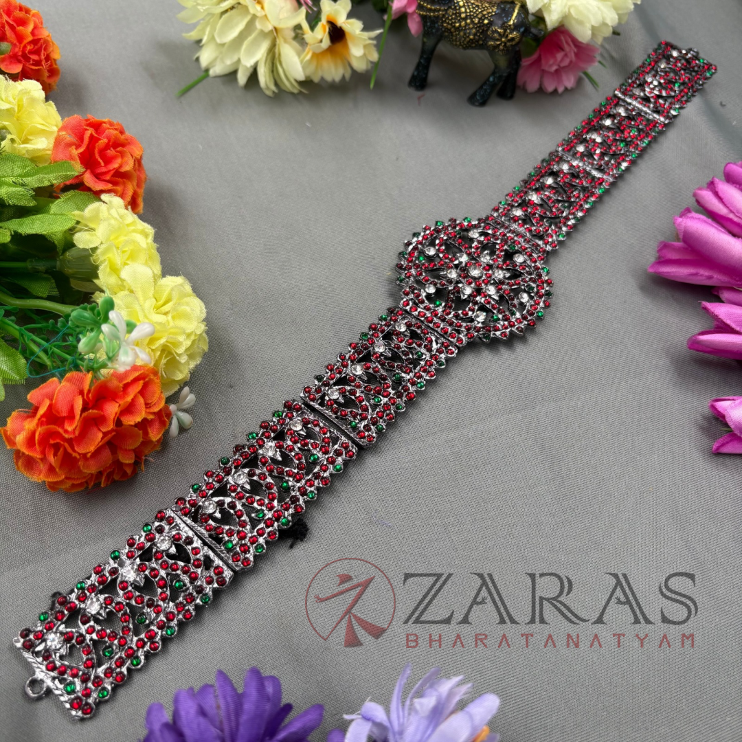 Bharatanatyam Dance Jewellery Black - Flower RG Kemp CS Hip Belt (Ottiyanam) image 1