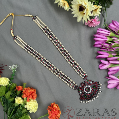 Bharatanatyam Dance Jewellery Black - V & Padak RG Kemp Beads Haaram image 0