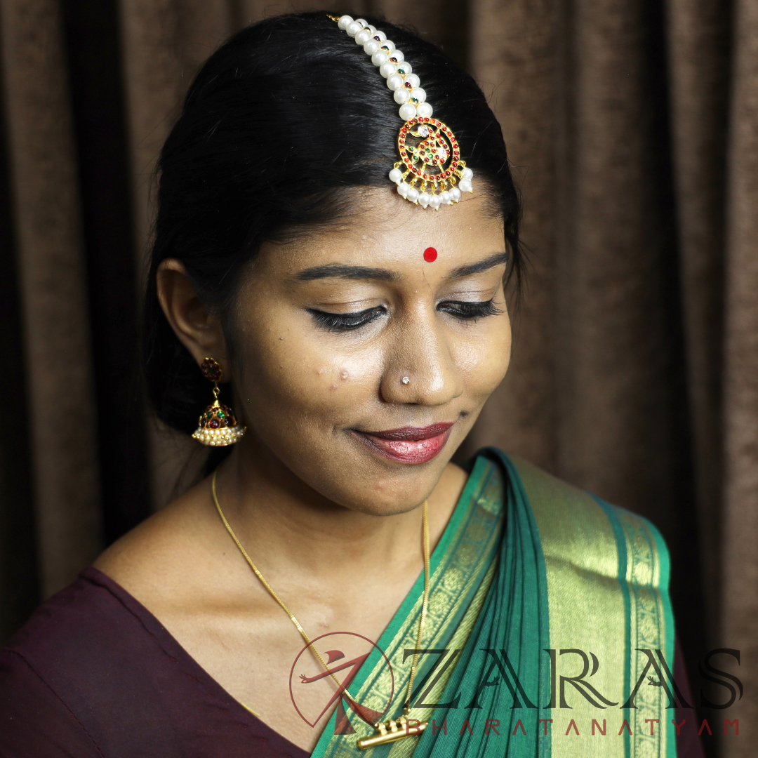 Bharatanatyam Dance Jewellery - R Peacock RG Kemp Netti Chutti 2 Line Pearls image 1