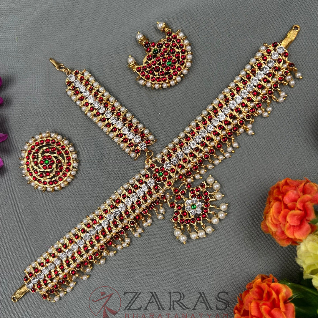 Bharatanatyam Dance Jewellery - Headset Sow & Leaf RG Kemp Beads CS image 0