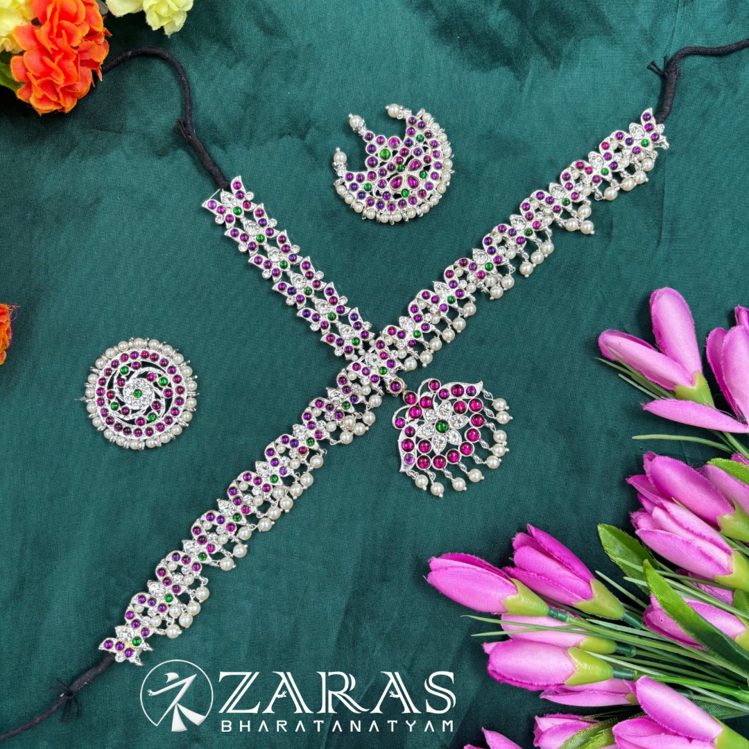 Bharatanatyam Dance Silver Jewellery - Headset Lotes & Leaf PG Kemp CS image 1