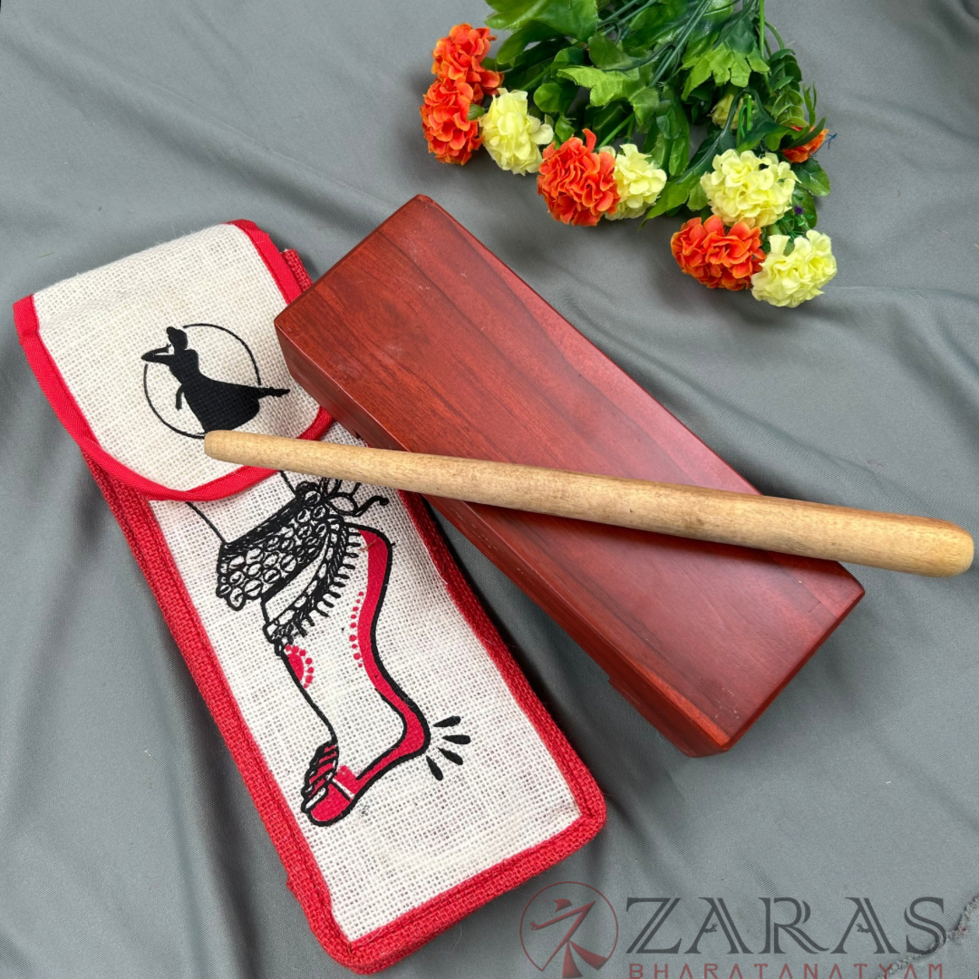 Bharatanatyam Dance Class Instruments - Thattu Manai Set / Thattu Kali MATT Finish & Jute Bag Combo image 3