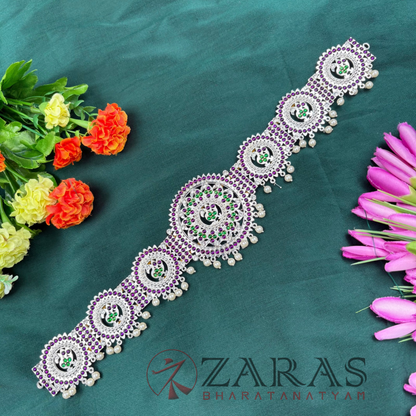 Bharatanatyam Dance Silver Jewellery - Round Flower PG Kemp Hip Belt CS (Ottiyanam) image 1