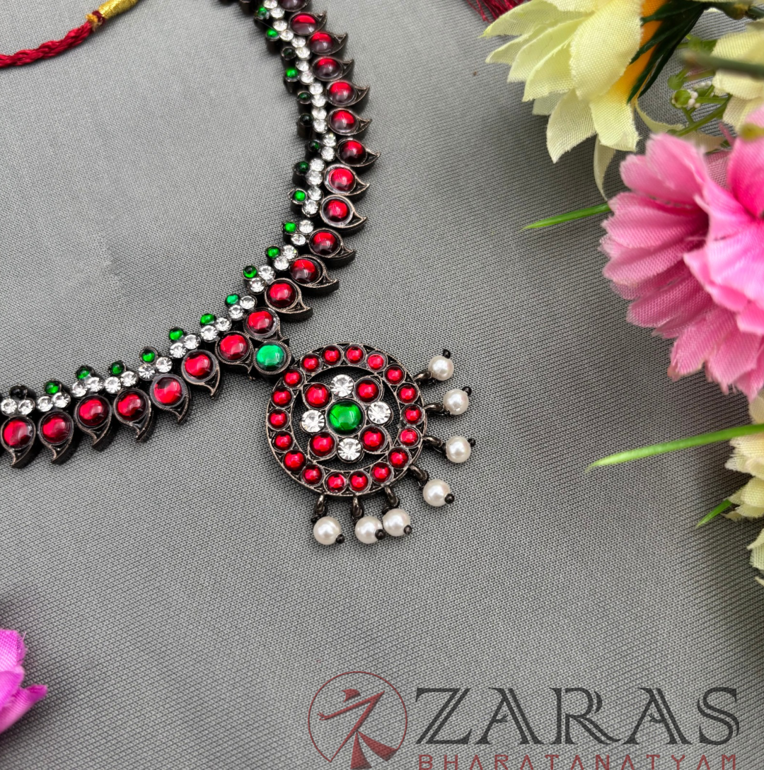 Bharatanatyam Dance Jewellery Black - Necklace S Manga RG Kemp Beads image 0