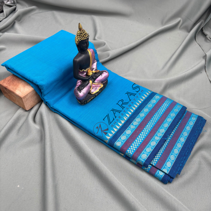 Bharatanatyam Dance Practice Saree - Blue with Blue Double Coin Border image 1