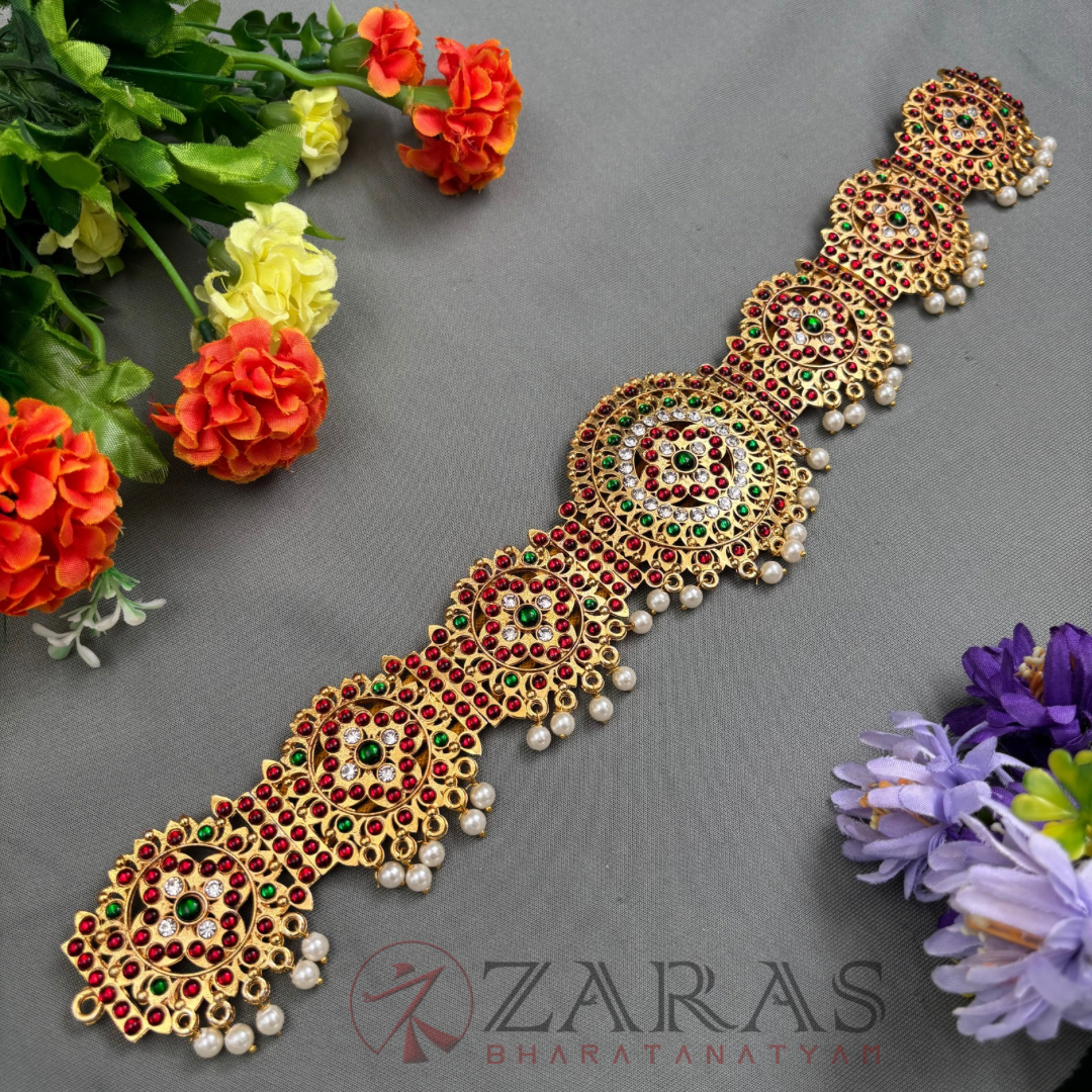 Bharatanatyam Dance Jewellery - Round Flower RG Kemp CS Hip Belt (Ottiyanam) image 1