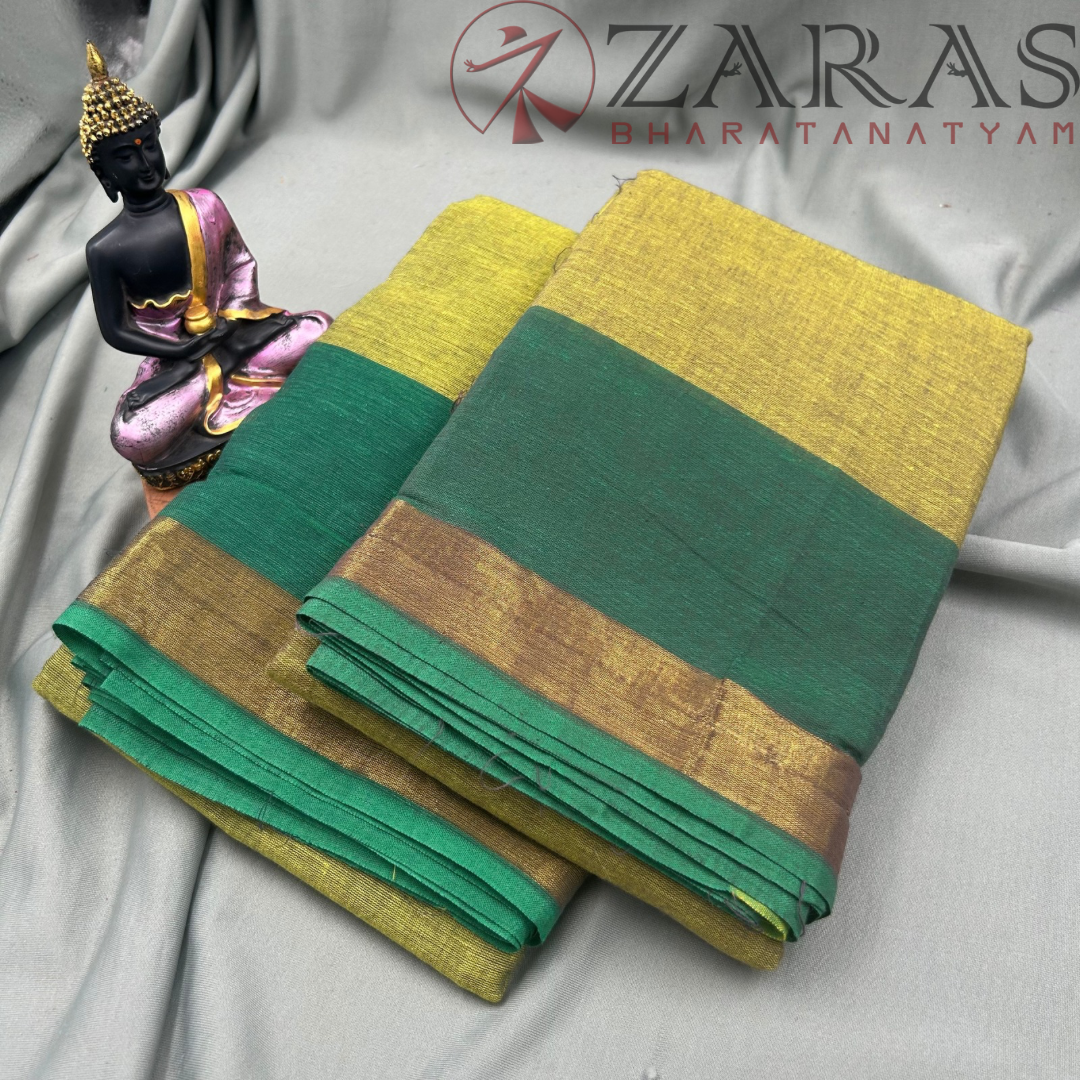 Bharatanatyam Dance Practice Saree - Green with D Green Plain Border image 1