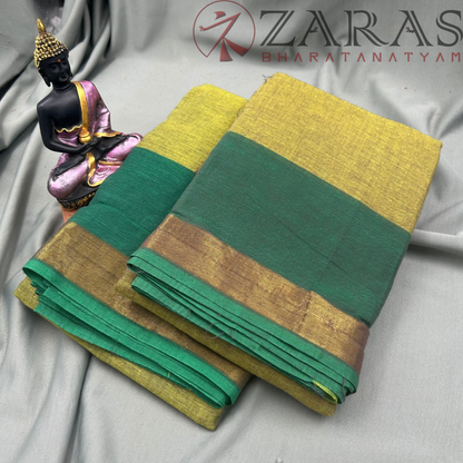 Bharatanatyam Dance Practice Saree - Green with D Green Plain Border image 1