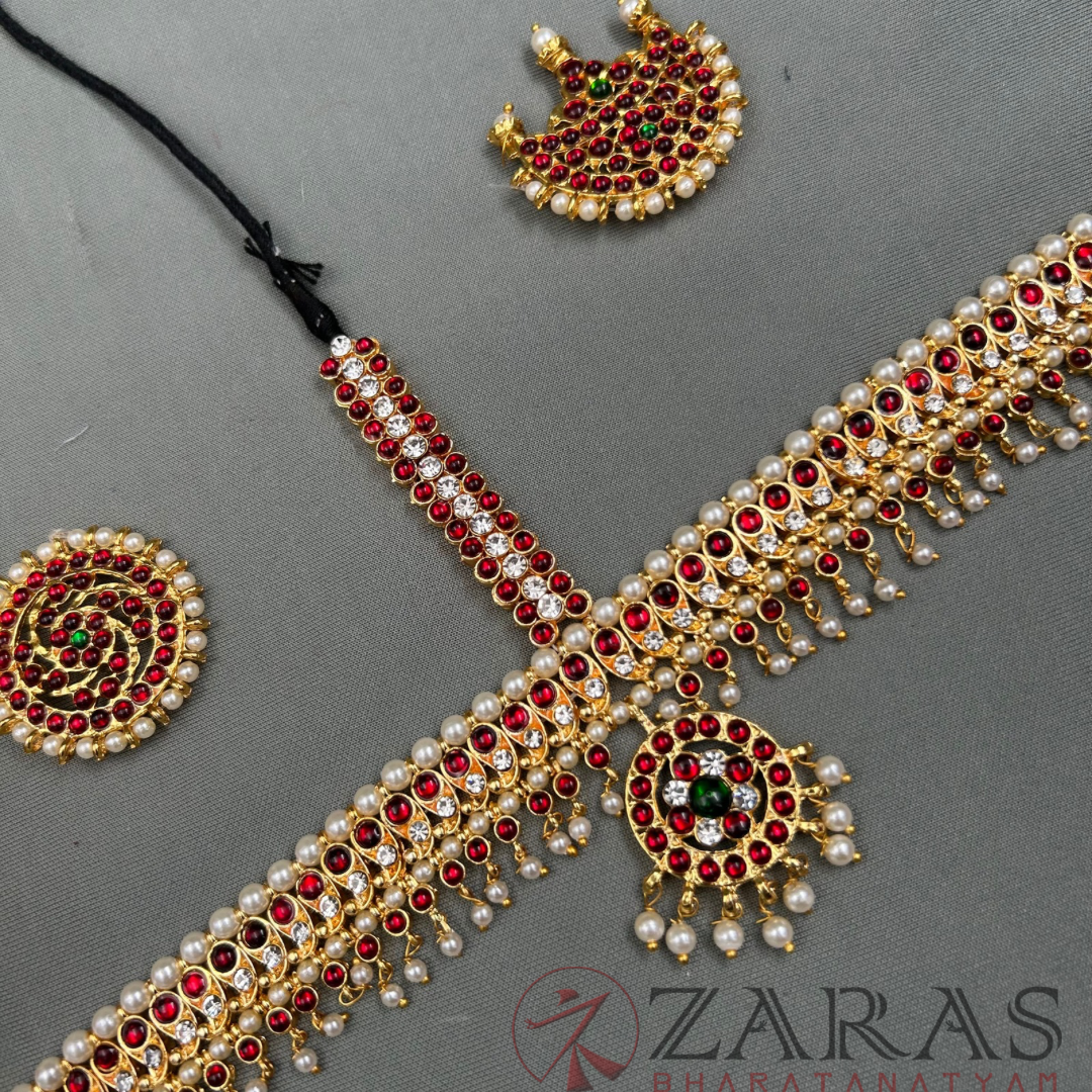 Bharatanatyam Dance Jewellery - Headset Manga RG Kemp Beads CS image 0
