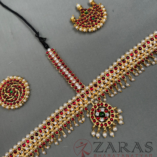 Bharatanatyam Dance Jewellery - Headset Manga RG Kemp Beads CS image 0