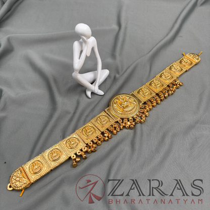 Bharatanatyam Dance Jewellery - Lakshmi Round Gold Hip Belt (Ottiyanam) image 3