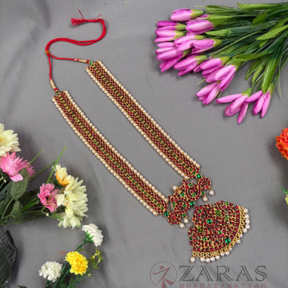 Bharatanatyam Dance Jewellery Haaram - Mee & Flower RG Kemp Maalai / Long Beads image 0