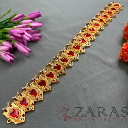 Bharatanatyam Dance Jewellery - Red Enamel Hip Belt RG Kemp CS (Ottiyanam) image 1