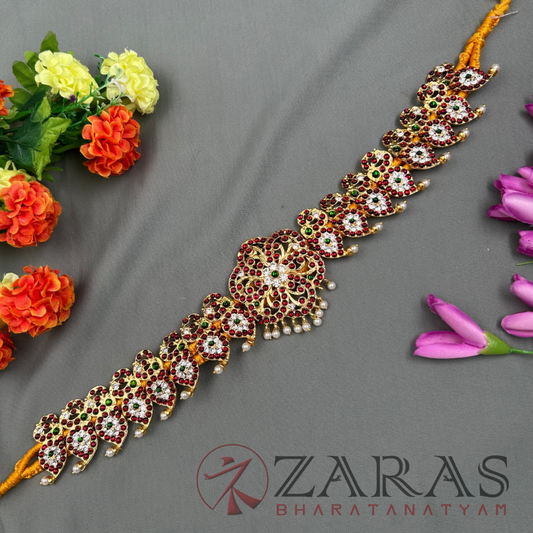 Bharatanatyam Dance Jewellery - Flower RG Kemp CS Hip Belt (Ottiyanam) image 0