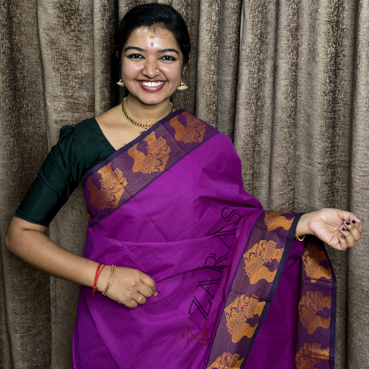 Bharatanatyam Dance Practice Saree - Purple Mus Salangai Border image 0