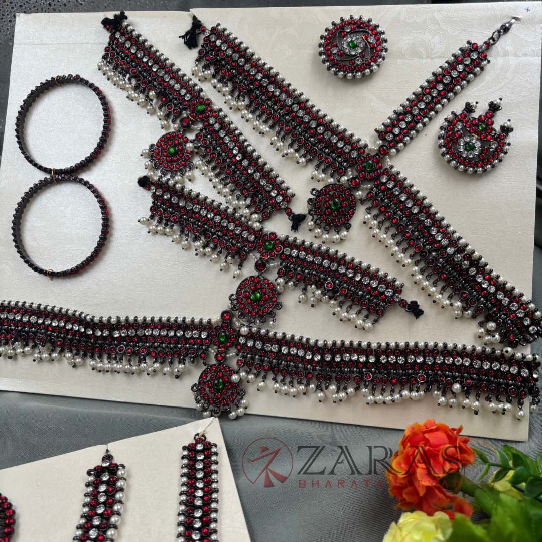 Bharatanatyam Dance Jewellery Black - Full Set Kemp Sow RGSl image 2