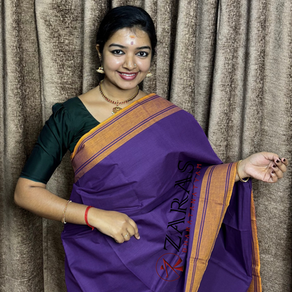 Bharatanatyam Dance Practice Saree - Violet With Mus Plain Border image 0