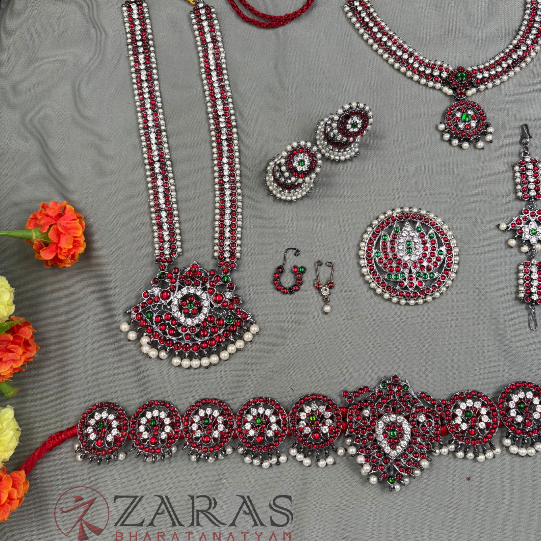 Bharatanatyam Dance Jewellery Black - Sow Full Set Kemp Balls RGSl image 3
