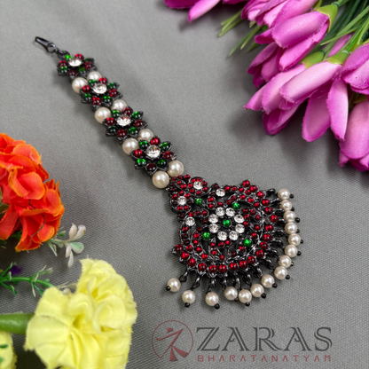 Bharatanatyam Dance Jewellery Black - Flower Netti Chutti RG Kemp CS image 1
