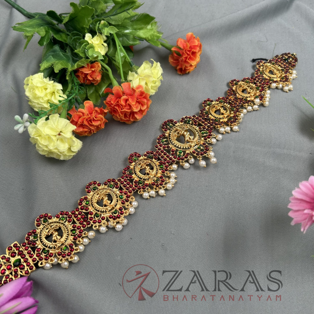 Bharatanatyam Dance Jewellery - Nadaraj flower RG kemp CS Hip Belt (Ottiyanam) image 2