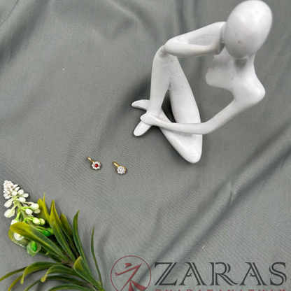 Bharatanatyam Dance Jewellery - 9 Stone Nose Pin White & Red Stone (Set of 2 Pcs) image 3