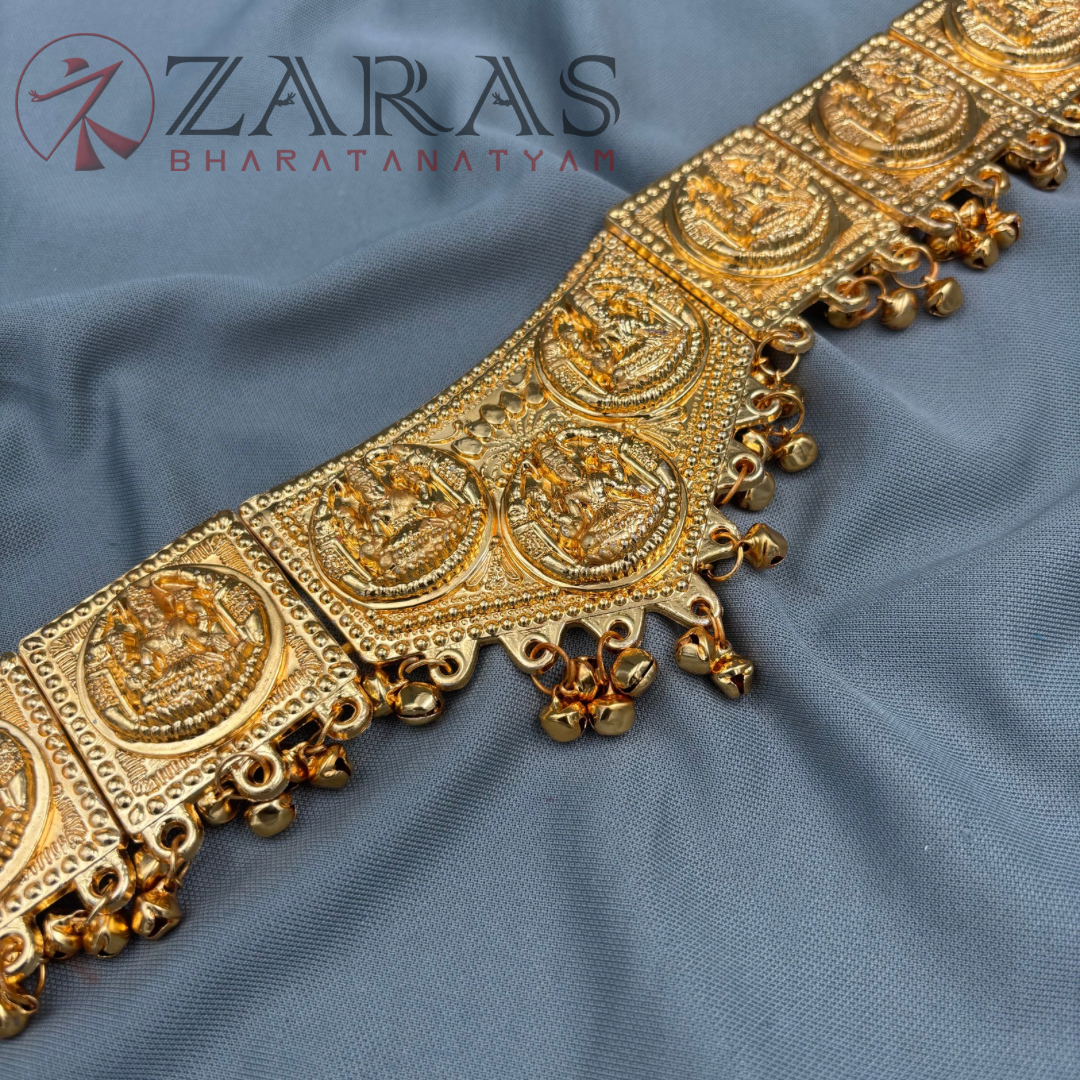 Bharatanatyam Dance Jewellery - Lakshmi V Round Gold Hip Belt (Ottiyanam) image 3