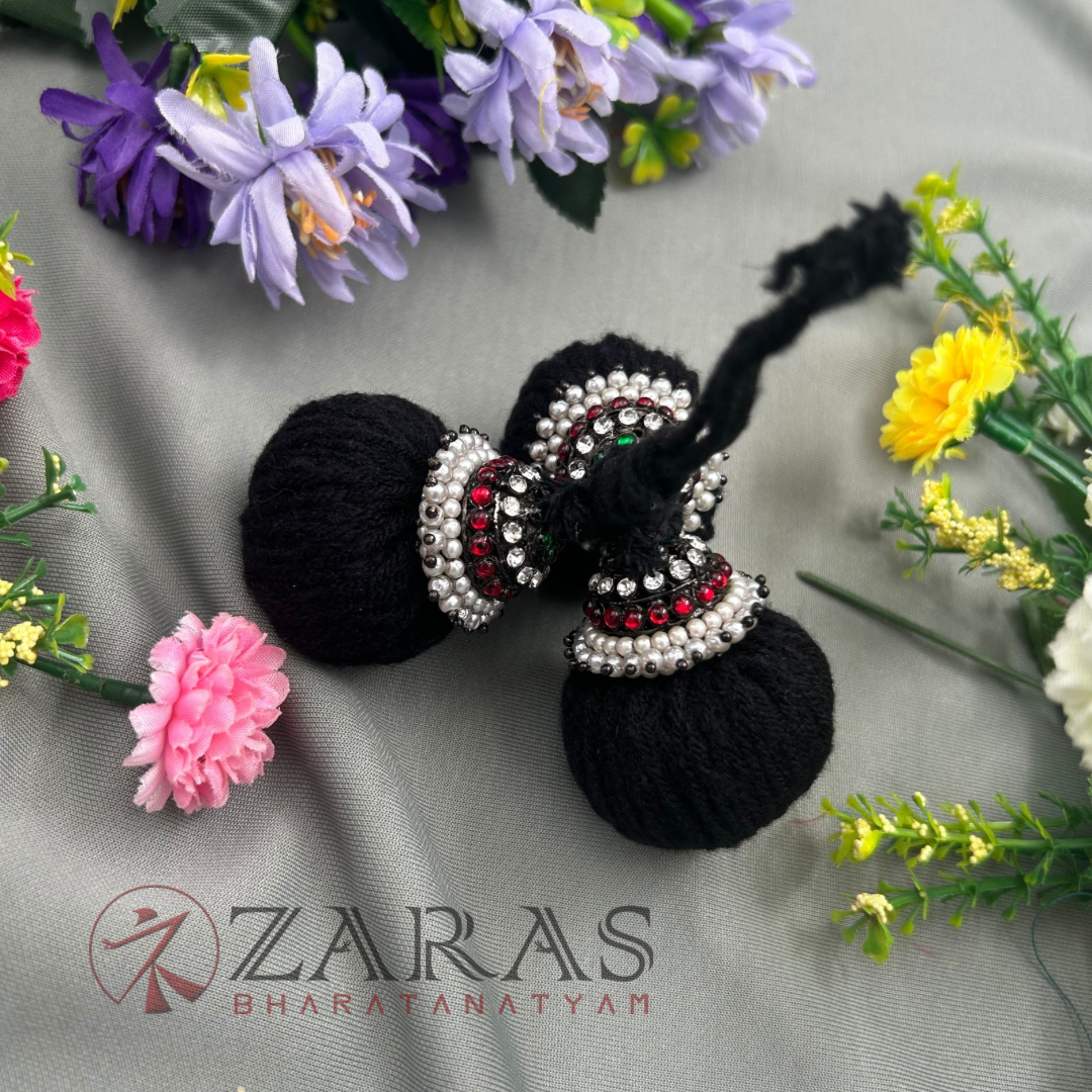 Bharatanatyam Dance Jewellery Black - Kunjalam Kemp Gold Thread Type image 2
