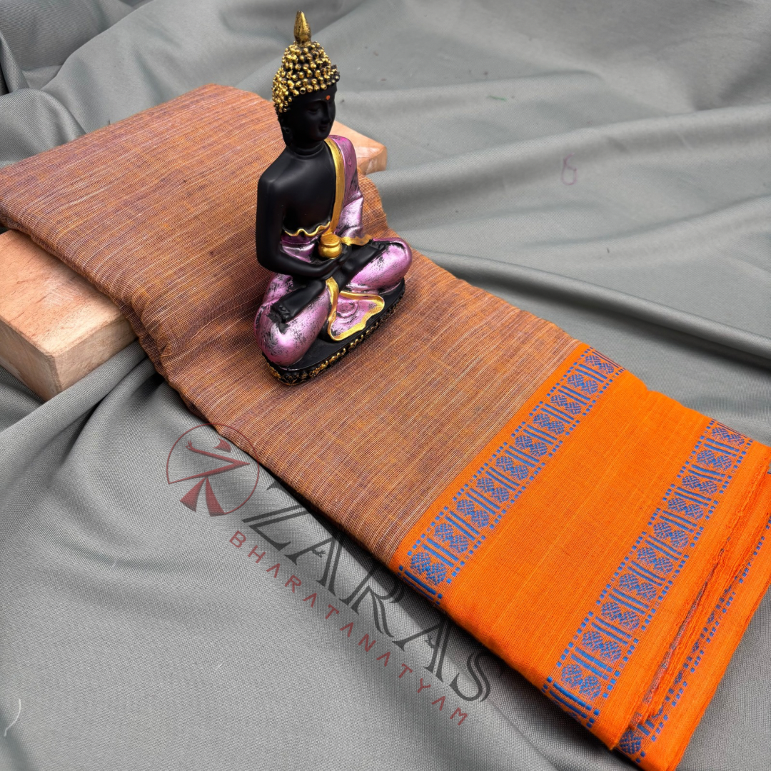 Bharatanatyam Dance Practice Saree - Sandal Double Coin Border image 0