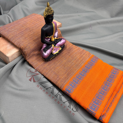 Bharatanatyam Dance Practice Saree - Sandal Double Coin Border image 0