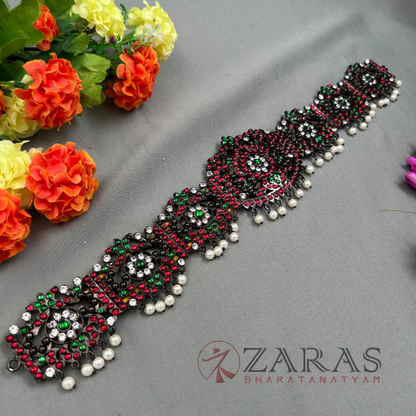 Bharatanatyam Dance Jewellery Black - Peacock RG Kemp CS Hip Belt (Ottiyanam) image 1