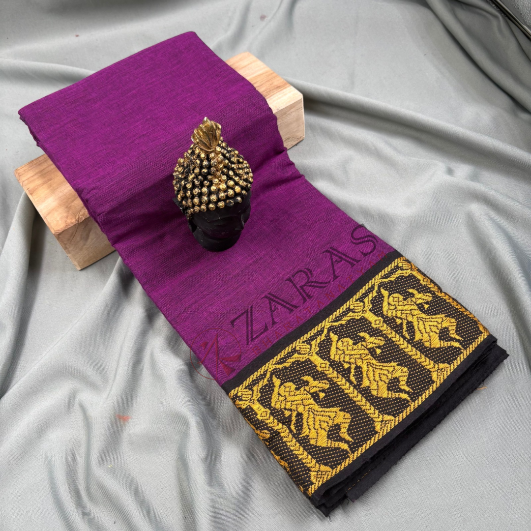 Bharatanatyam Dance Practice Saree - Purple with Black Doll Border image 0
