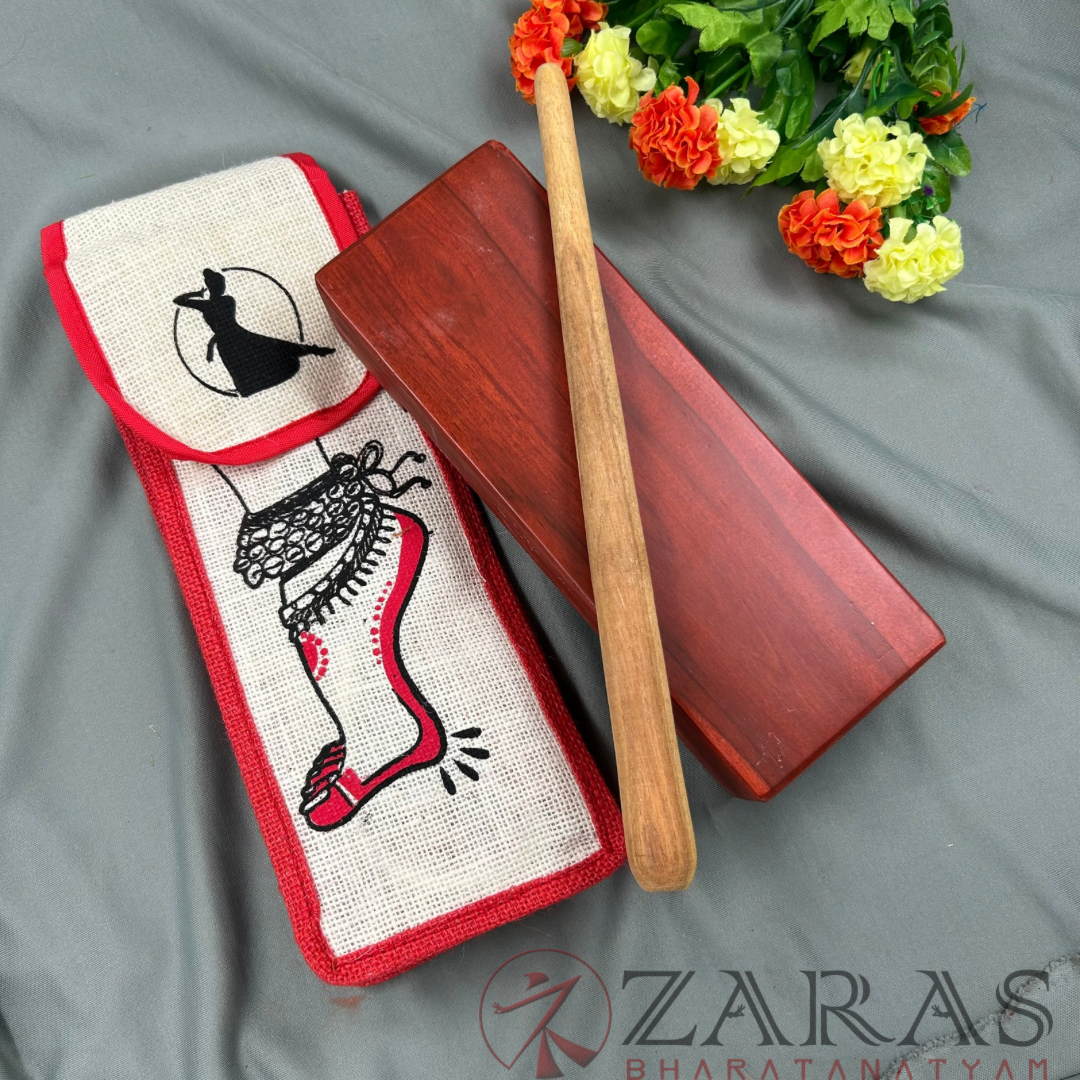 Bharatanatyam Dance Class Instruments - Thattu Manai Set / Thattu Kali MATT Finish & Jute Bag Combo image 2