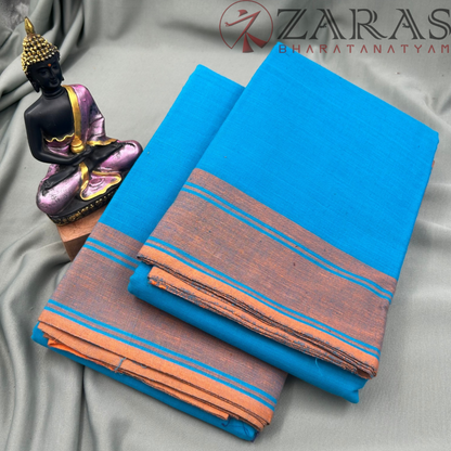 Bharatanatyam Dance Practice Saree - L Blue with Mus Yellow Plain Border image 1