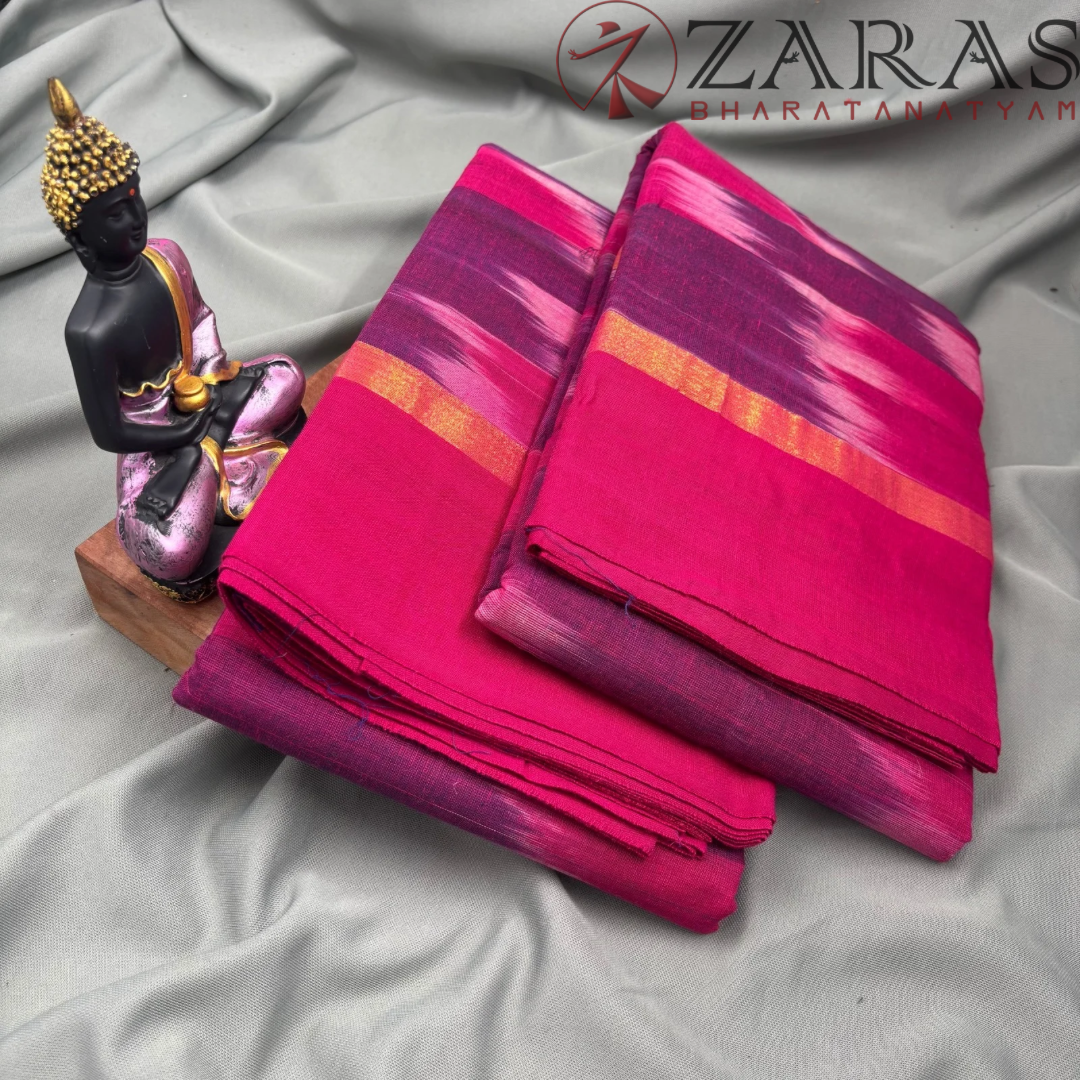 Bharatanatyam Dance Practice Saree - Purple Pink Mixed Ikkat Saree image 2