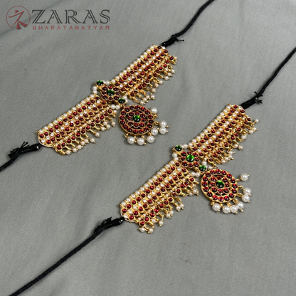 Bharatanatyam Dance Jewellery - Sow Leaf Beads RG Kemp Vangi / Baaju Bandh image 1