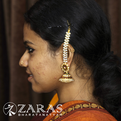 Bharatanatyam Dance Jewellery - Full White Stone Maatal V Type image 1