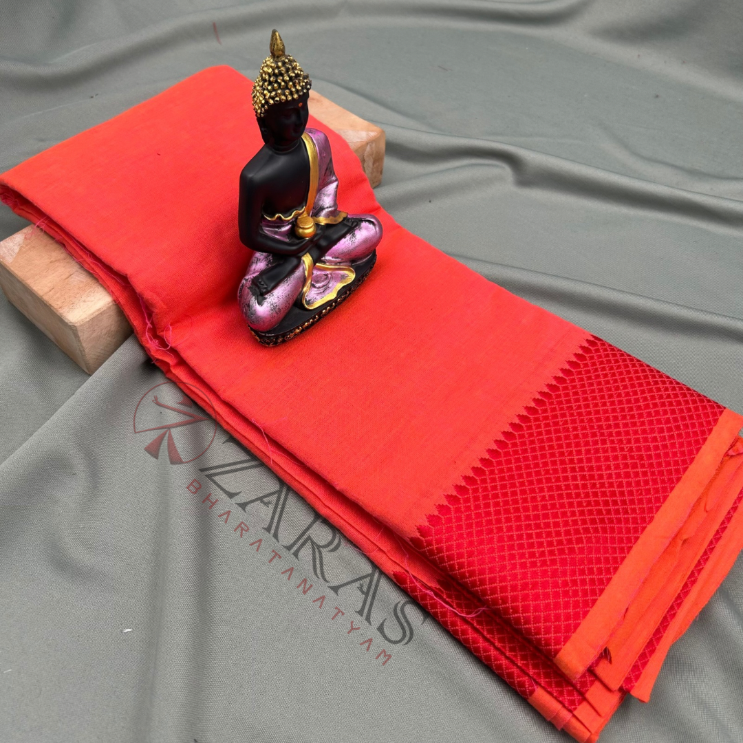 Bharatanatyam Dance Practice Saree - Floresm Orange Rd Gopuram Border image 0