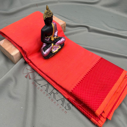 Bharatanatyam Dance Practice Saree - Floresm Orange Rd Gopuram Border image 0