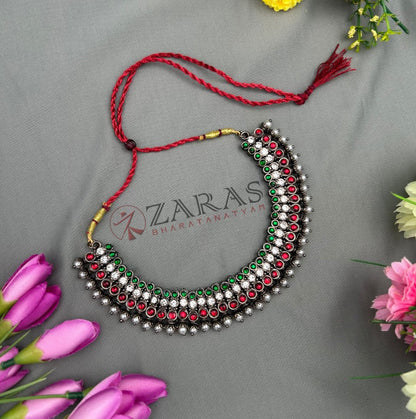 Bharatanatyam Dance Jewellery Black - Necklace 3 St RG Kemp CS with pearls image 2