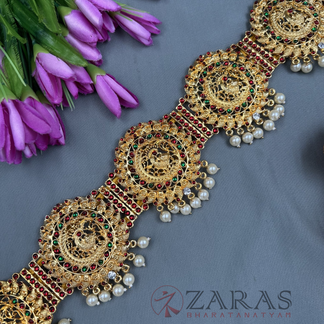 Bharatanatyam Dance Jewellery - Peacock Hip Belt RG Kemp CS (Ottiyanam) image 2