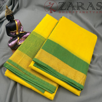Bharatanatyam Dance Practice Saree - L Yellow with Green Plain Border image 1