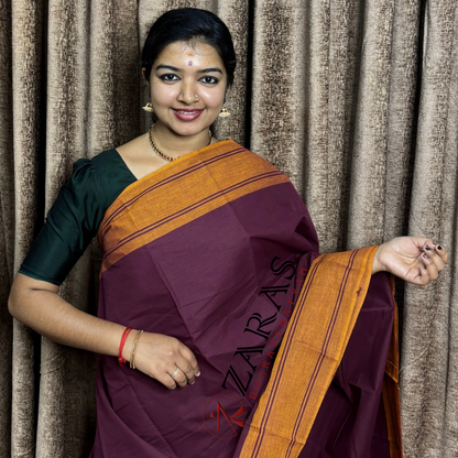 Bharatanatyam Dance Practice Saree - Maroon With Mustard Plain Border image 0